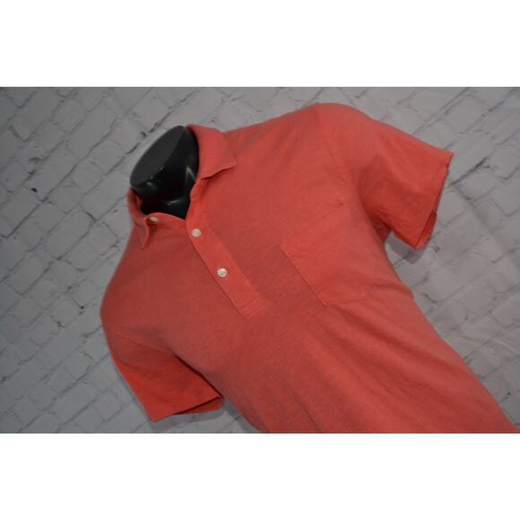 J Crew Golf Polo Shirt Slub Cotton Performance Pink Front Pocket Men Size Large - Picture 1 of 6